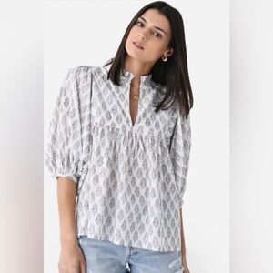 SUR LA VAGUE Women’s Boho Blouse Floral 100% Cotton One Size Fairy Festival